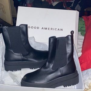 Good American platform boots brand new out of the box